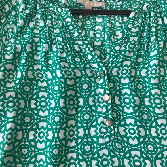 Banana Republic Green & White Print A-Line Dress Size 0 - Picture 12 of 13